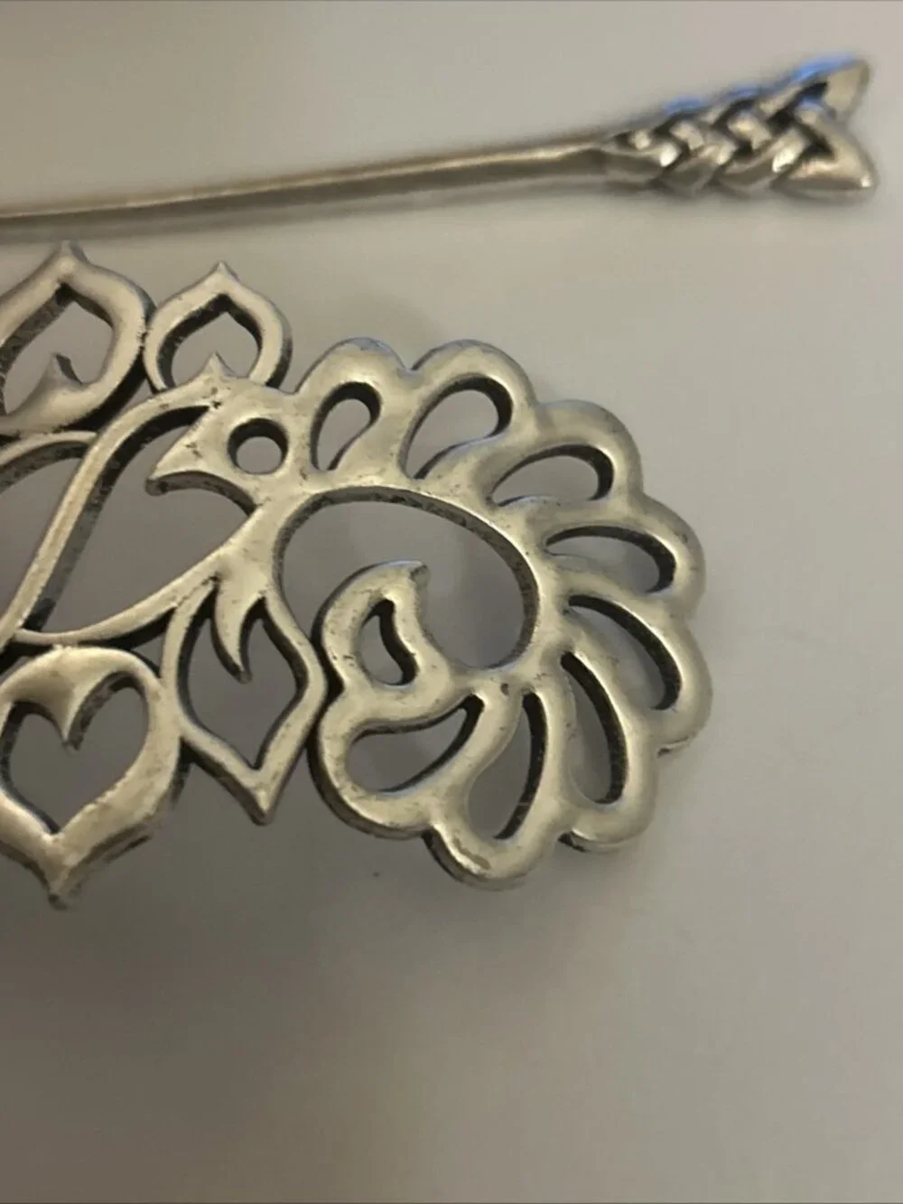 Celtic Hair Barrette Clip Tangled Silver Zinc Alloy Medieval Knot Design Hearts